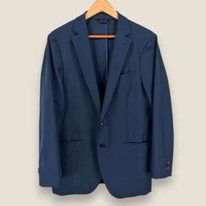 Sene Performance Blazer Sport Coat Men 42R Navy Blue Polyester Unstructured